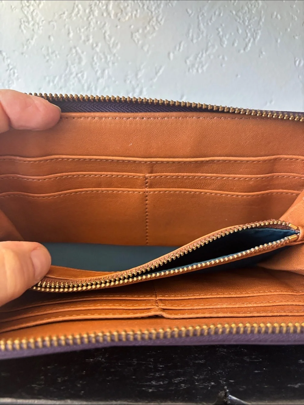 Tory Burch Patent Bow Zip Continental Wallet in Plum Purple